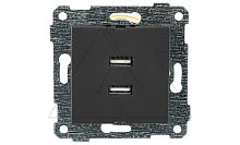Rita - Розетка 2xUSB Type A, черный мат | код 2200-449-0184 | Mutlusan