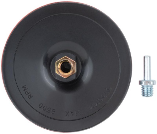 Диск шлифовальный с липучкой, гайка М14 + переходник для дрели, 150х3 мм | код 39626 | FIT фото 2