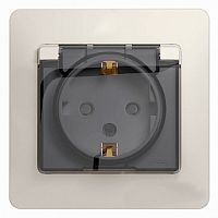 Розетка GLOSSA, скрытый монтаж, с заземлением, с крышкой, со шторками, молочный | код. GSL000948 | Schneider Electric