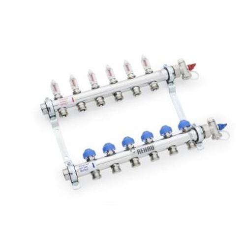 Коллектор распределительный HKV-D на 2 контура нержавеющая сталь | код 12080211002 | Rehau