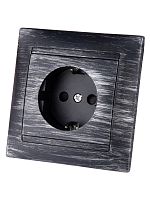 Розетка 2П+З 16А 250В с защ. шт. старинное серебро Лама TDM | код SQ1815-0652 | TDM