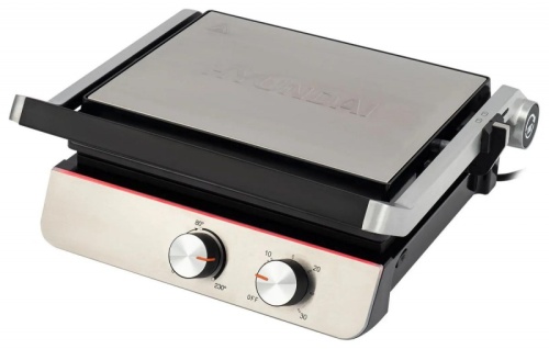 Электрогриль Hyundai HYG-5047 2200Вт серебристый/черный | код 1722846 | HYUNDAI