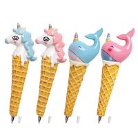 Ручка фигурная МОРОЖЕНОЕ-ЕДИНОРОГИ-КИТЫ, СИНЯЯ, 4 дизайна ассорти, 0,5 мм, BRAUBERG, 142765 | код 142765 | BRAUBERG