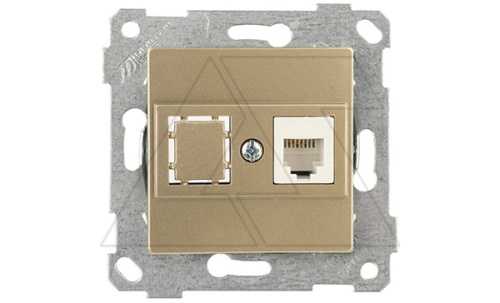 Rita - Розетка 1хRJ-45 кат. 5e UTP, золото доре | код 2200-136-0185 | Mutlusan