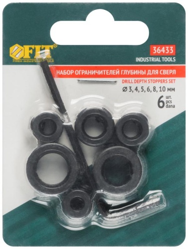 Стоппер для сверел набор 6шт (3; 4; 5; 6; 8; 10мм) FIT 36433 фото 3