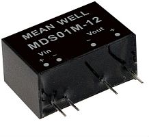 Источник питания DC-DC, 1 Вт, вход 4.5…5.5В, выход 15В/67мА, изоляция 6000В DC, SIP7 19.5х9.8х12.5мм, -40...+85С | код MDS01L-15 | MeanWell