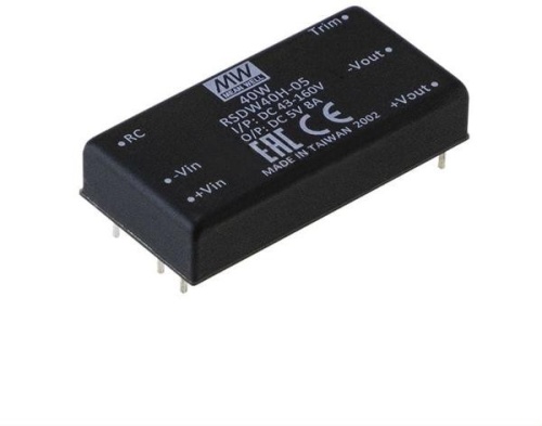 Источник питания DC-DC, 40Вт, вход 110В (40…160В) DC, потребление без/под нагр. 10мА/500мА, выход 12В/3333мА, КПД 89%, ёмкостная нагр. макс. 3900мкф, изоляция 3000В DC, в корпусе 50,8х25,4х10,5мм, -40…+90С | код RSDW40H-12 | MeanWell Источник питания DC-DC, 40Вт, вход 110В (40…160В) DC, потребление без/под нагр. 10мА/500мА, выход 12В/3333мА, КПД 89%, ёмкостная нагр. макс. 3900мкф, изоляция 3000В DC, в корпусе 50,8х25,4х10,5мм, -40…+90С | код RSDW40H-12 | MeanWell