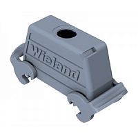 Крышка на кабель, разъема REVOS, Size 24, с уплотнителем, с двумя защелками, 1 отверстие с резьбой для кабельных вводов M25x1,5, с верхним расположением, материал корпуса: алюминиевый сплав | код 70.372.2410.1 | Wieland