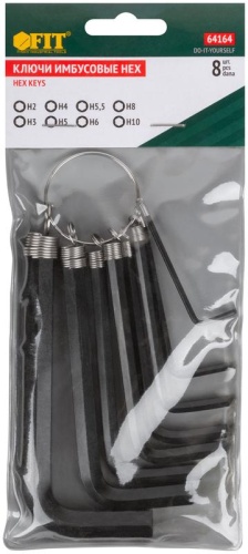 Ключи шестигранные на кольце, 8 шт (2-10 мм) | код 64164 | FIT фото 3