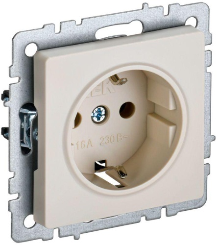 BRITE Розетка 1-местная с заземлением без защитных шторок 16А РС11-1-0-БрКр бежевый | код BR-R11-16-K10 | IEK
