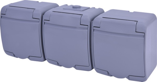 Розетка 3-я (Schuko) (серая крышка) (IP44/54) RHE-3s-SR | код 004668074 | ETI