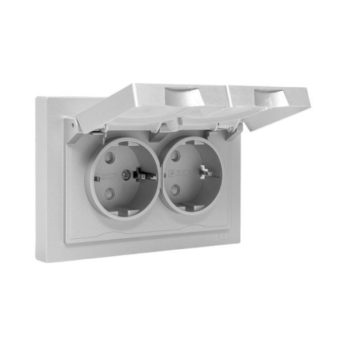 Розетка 2-м СП Эпика 16А IP44 с заземл. защ. шторки с рамкой с крышками механизм алюм. EKF UP1-SOA-211-44 фото 6 Розетка 2-м СП Эпика 16А IP44 с заземл. защ. шторки с рамкой с крышками механизм алюм. EKF UP1-SOA-211-44 фото 6