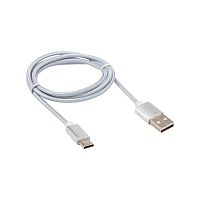 Кабель USB-Type-C/2,4A/nylon/silver/1m/REXANT | код 18-1884 | REXANT