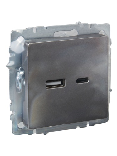 BRITE Роз. USB A+C 18Вт РЮ11-1-БрС сталь IEK | код BR-U22-018-K46 | IEK фото 4