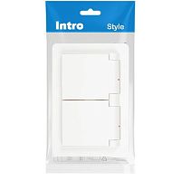 Розетка Intro Style 7-210-01 2х2P+E Schuko с крышкой штор., 16А-250В, СУ, IP44, белый | код Б0062873 | ЭРА