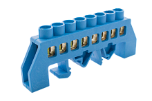 Шинки нулевые латунные универсальные ШНИ 8х12мм 8 отв. цвет синий | код DBN-18-08N | Engard