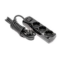 Удлинитель PREMIUM 3 гнезда, 3м, 3х1,5мм?, с/з, с выключателем, черный REXANT | код 13-4107 | REXANT