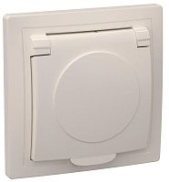 Розетка КВАРТА, скрытый монтаж, с заземлением, с крышкой, кремовый | код. ERK15-K33-16-DM | IEK