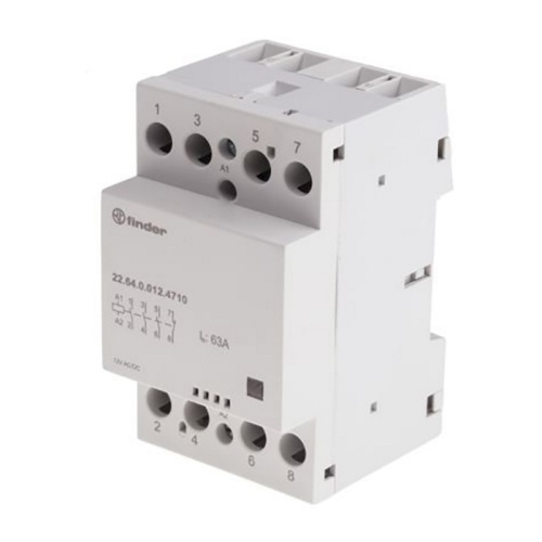 Модульный контактор, 3NO+1NC 63А (зеркальные контакты EN 60947-4-1), контакты AgSnO2, катушка 12В АС/DC, ширина 53.5мм, степень защиты IP20, опции: мех.индикатор | код 226400124717 | FINDER Модульный контактор, 3NO+1NC 63А (зеркальные контакты EN 60947-4-1), контакты AgSnO2, катушка 12В АС/DC, ширина 53.5мм, степень защиты IP20, опции: мех.индикатор | код 226400124717 | FINDER