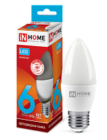 Лампа светодиодная LED-СВЕЧА-VC 6Вт 230В Е27 4000К 540Лм IN HOME | код 4690612020419 | IN HOME