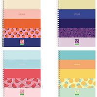 Тетрадь А5, 96л., HATBER-ECO, гребень, клетка, обложка картон, Ягодки (4 вида в спайке), 96Т5C1гр | код 404175 | HATBER