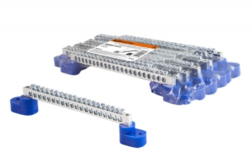 Шина N нулевая 6х9мм на двух угл. изоляторах 20 групп никелированная TDM | код SQ0801-0315 | TDM Шина N нулевая 6х9мм на двух угл. изоляторах 20 групп никелированная TDM | код SQ0801-0315 | TDM