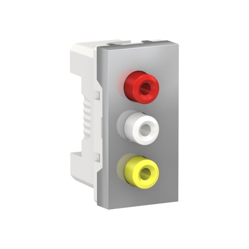 UNICA MODULAR розетка 3 RCA, 2 модуля, алюминий | код NU343130 | Systeme Electric