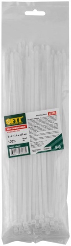 Хомут для проводов 3.6х250мм нейлон. бел. (уп.100шт) FIT 60370 фото 3 Хомут для проводов 3.6х250мм нейлон. бел. (уп.100шт) FIT 60370 фото 3