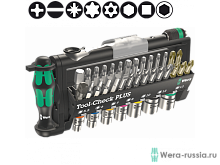 Набор инструментов TooCheck PLUS, включающий трещотку, биты, головки и ручку-держатель, 39 предметов | код WE-056490 | Wera