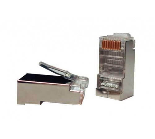 Разъем RJ-458P8C под витую пару категория 5e экранированный универсальный 100 шт | код 49375 | Hyperline