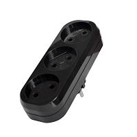 Разветвитель UNIVersal 3гн. б/з плоский черный 10А 250В (еврослот) | код 1934 | Universal