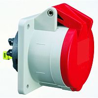 Розетка панельная прямая 16A 5p 400V 6h IP44 фланец 70 x 70 x 4 QC | код 13895 | Bals