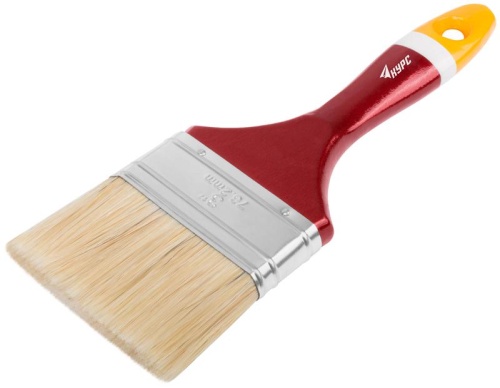 Кисть флейцевая "Мастер" 3дюйм (75мм) натур. щетина деревянная ручка КУРС 00837 фото 2