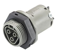 Розеточный разъем в панель, М25, IP68(69k), 3 полюса, винтовая фиксация провода, номинальные характеристики: 250/400V, 25A, цвет контактной вставки: серый, цвет корпуса: черный, серия RST Classic | код 96.031.5054.3 | Wieland