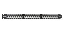 Панель 19'' 1U 24 порта Кат.5e RJ45/8P8C экран черная | код EC-URP-24-SD2 | NETLAN