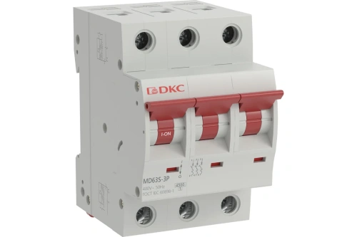 Выключатель автоматический трехполюсный 6А C 4,5кА | код MD63S-3PC6 | DKC Выключатель автоматический трехполюсный 6А C 4,5кА | код MD63S-3PC6 | DKC