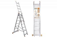 Лестница алюминиевая, ЛА3х7, 3х секционная х 7 ступеней, h=4480 мм, Народная | код SQ1028-0203 | TDM НАРОДНЫЙ