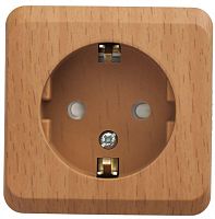 Розетка ETUDE, открытый монтаж, с заземлением, со шторками, бук | код. PA16-004T | Schneider Electric