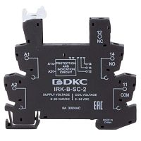 Колодка ультратонкая для реле RIS вх. напр. 6-24В AC/DC винт. Клеммы DKC IRK-B-SC-2