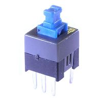 Миниатюрная кнопка с фиксацией RUICHI PB22E07, DPDT, 7x7x12 мм, 0,1 А, 30 В, 70 мОм, монтаж на плату | код 58516 | Ruichi