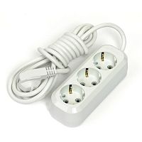 Удлинитель 3 гнезда, 5 метров, с/з, 10 А, 2300 Вт, белый, НАРОДНЫЙ | код SQ1303-1042 | TDM НАРОДНЫЙ