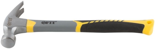 Молоток-гвоздодер, фиброглассовая усиленная 3-х цветная ручка, Профи 29 мм, 450 гр | код 44776 | FIT фото 5