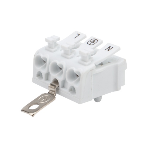 Клемма пружинная соединительная КСП 3-полюсная с заземлением и с монтажными ножками (100 шт./уп.) REXANT | код 07-6215-2 | REXANT