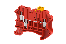 Клемма проходная винтовая 2,5 мм2 с размыкателем, на 3 подключения, красная TQK2.5-1x2-RED | код 1202140002 | Elmex