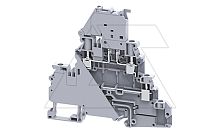 Клемма двухъярусная с держателем предохранителя CYDLF4 /6x94,5mm, винтовая, 4 присоед., 4(max 6)mm2, 10/32A, 500V, серая | код CYDLF4 | Connectwell