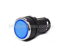 Кнопка нажимная моноблочная синяя, 22 мм, IP 40, 1НО+1НО | код MB101DM | EMAS