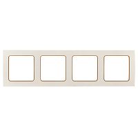 Стокгольм Рамка 4-местная белая с линией цвета шампань PROxima | код EAM-G-303-20 | EKF