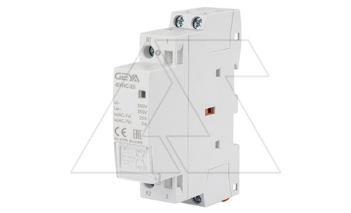 Контактор модульный GYHC-2P, 25A, 1NO+1NC, 24VDC, 1M | код GYHC2511024 | GEYA