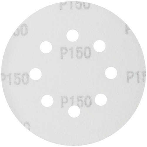 Круги шлифовальные с отверстиями (липучка), алюминий-оксидные, 125 мм, 5 шт Р 150 | код 39787 | FIT фото 2