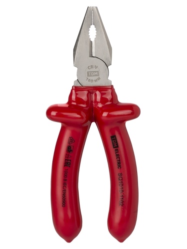 Пассатижи диэлектрические, 160 мм, 1000 В, CR-V, «ПрофиЭлектрик» TDM | код SQ1010-1102 | TDM